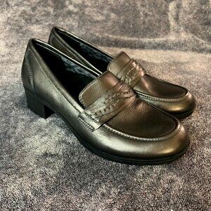 Abeo Oxford 8.5 Neutral Insole Pewter Pump Heel Leather Career Metallic Loafer